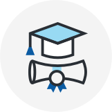 Illustration of a diploma and a graduation hat
