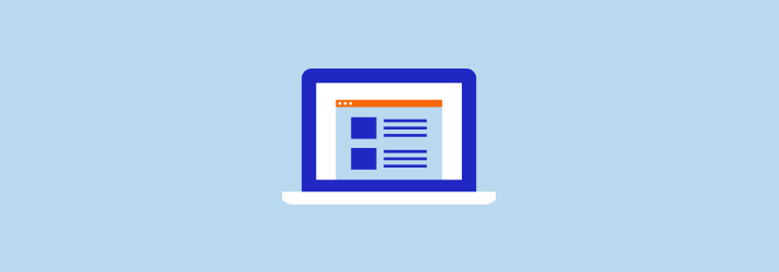 Illustration of a blue and orange laptop